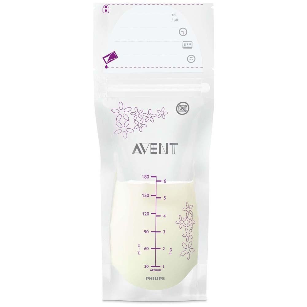 Philips Avent SCF603/25 Breast Milk Bags 180 ml for Storing and Freezing Breast Milk, Pre-Sterilised, Pack of 25, White, Pack of 25 (1 Pack)