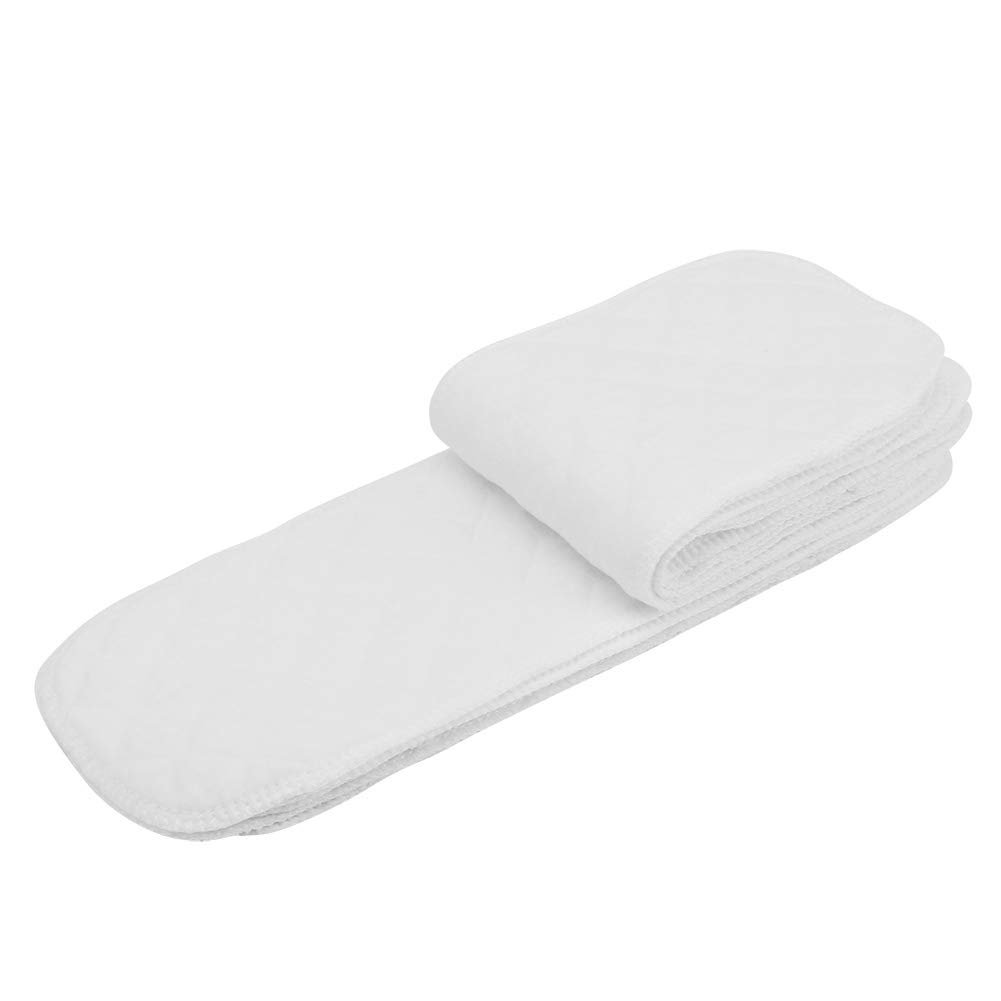 Nappy Liner Cloth Diaper Set – 10pcs, Organic Cotton, Soft and Breathable, Double Water Absorbency, Stitched to Prevent Fraying, Reusable, Easy to Use and Clean (Three layers