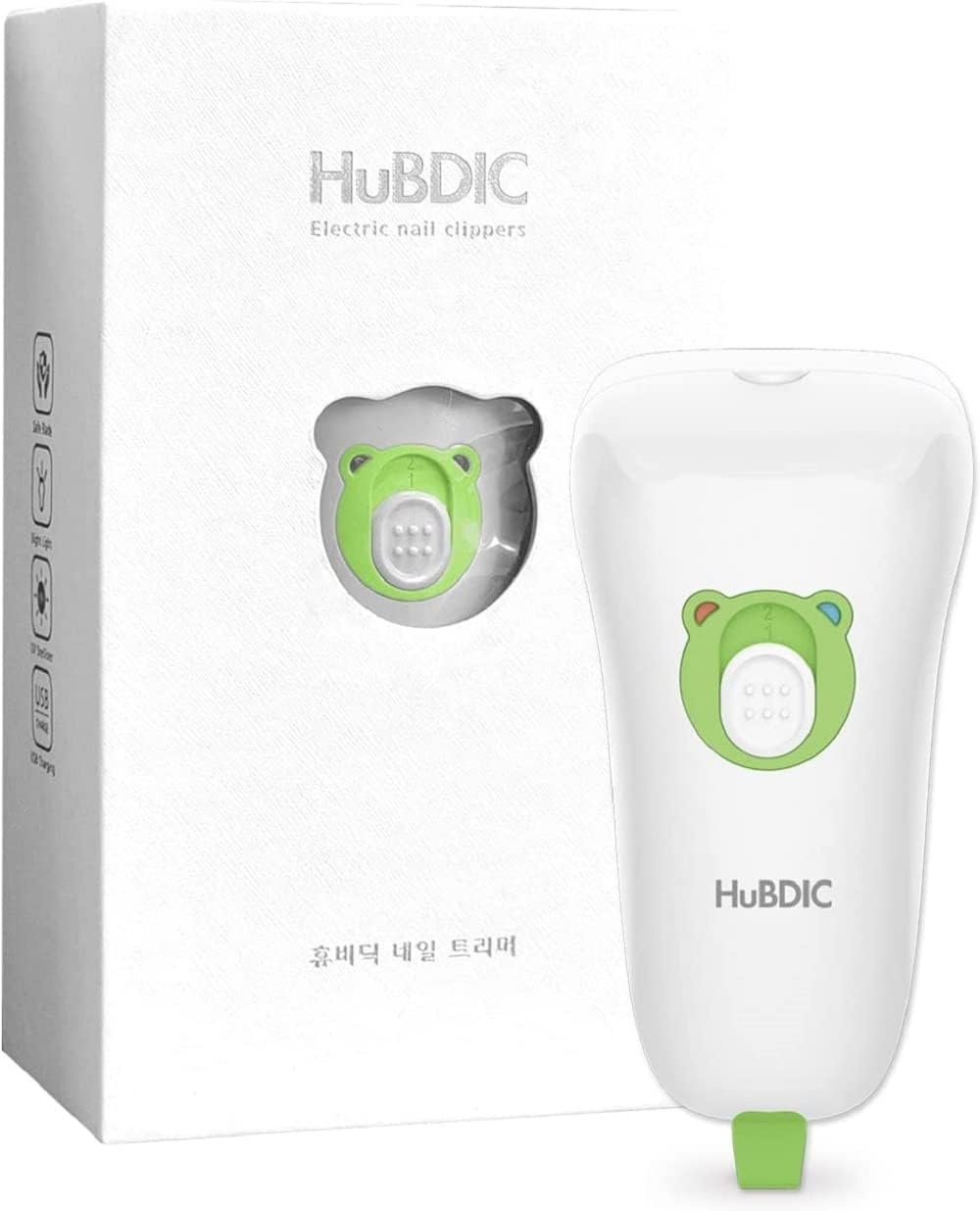 HubiBaby Baby Nail Trimmer Electric, Nail File Baby Nail Clippers, Safe 2 Speed Trimmer with Skin Guard, Rechargeable and Portable, Safe for Newborn, Infant, Toddler, and Adults (White)