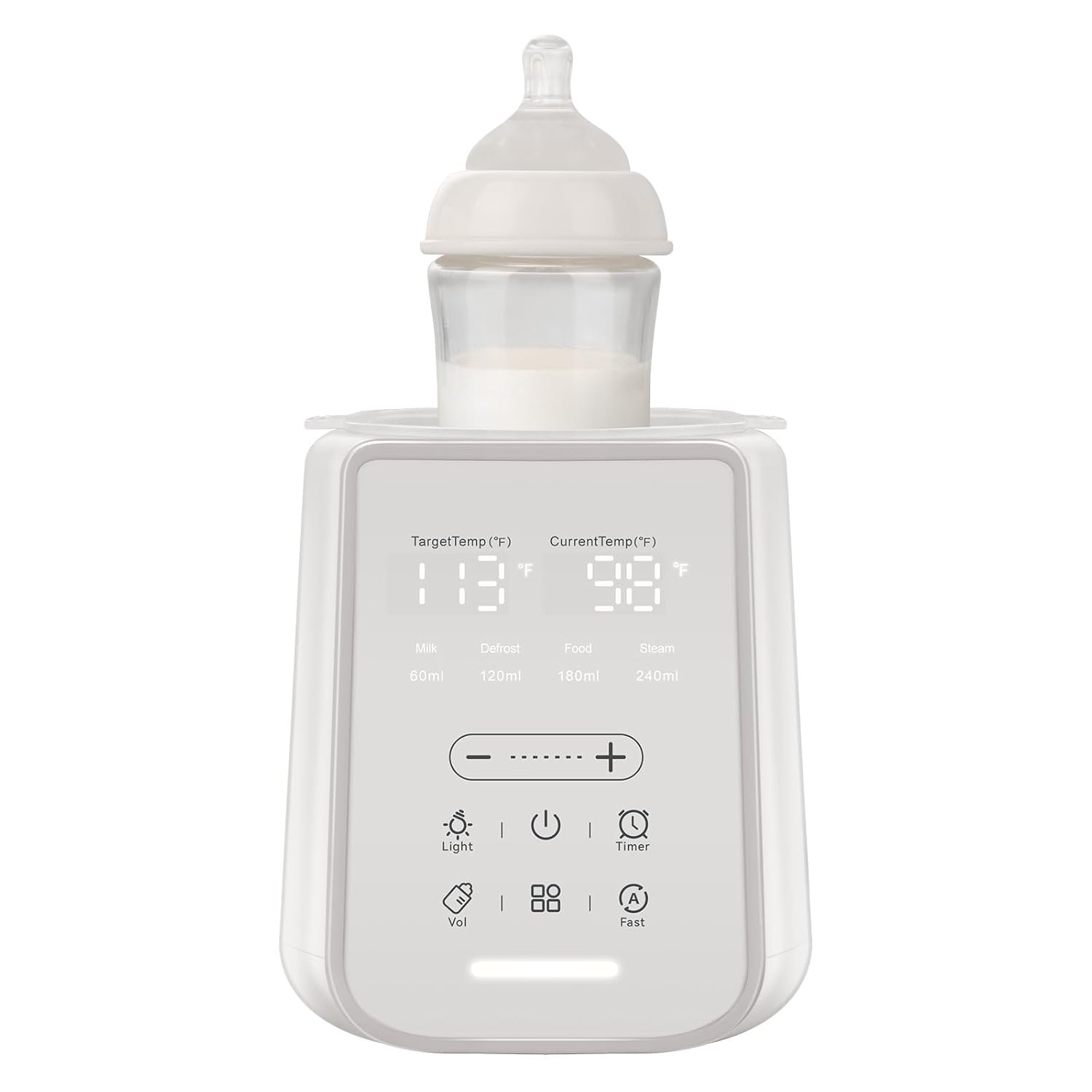 Baby Bottle Warmer for Breast Milk with Timer & Night Light, 11-in-1 Milk Warmer for Baby Bottles, 48H Keep Warm, BPA-Free Fast Heating with Adjustable Temperature (86-194℉) for Glass/PPSU Bottles
