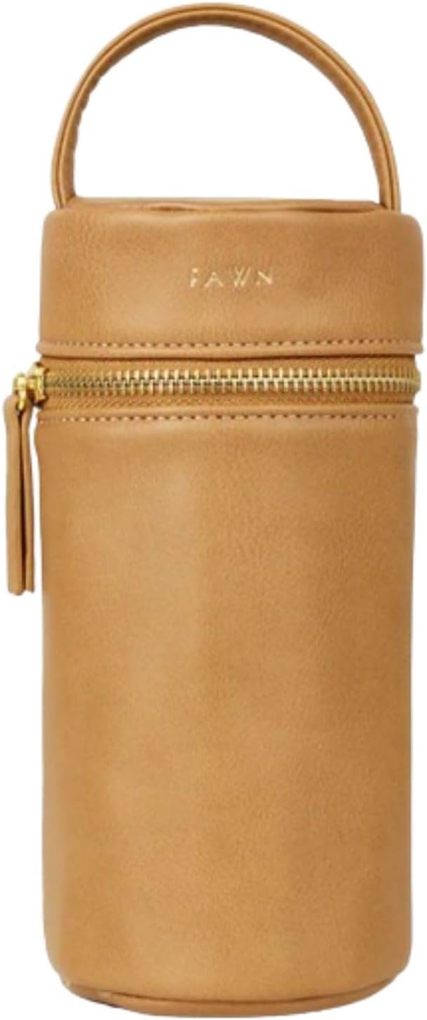 FAWN DESIGN The Bottle Bag, Insulated Bottle Bag for Daycare, Travel and More, Premium Matte Faux Leather Insulated Bag, Cooler Bag Fits Most Standard Bottle Sizes, 4×3.5×7.5 inches
