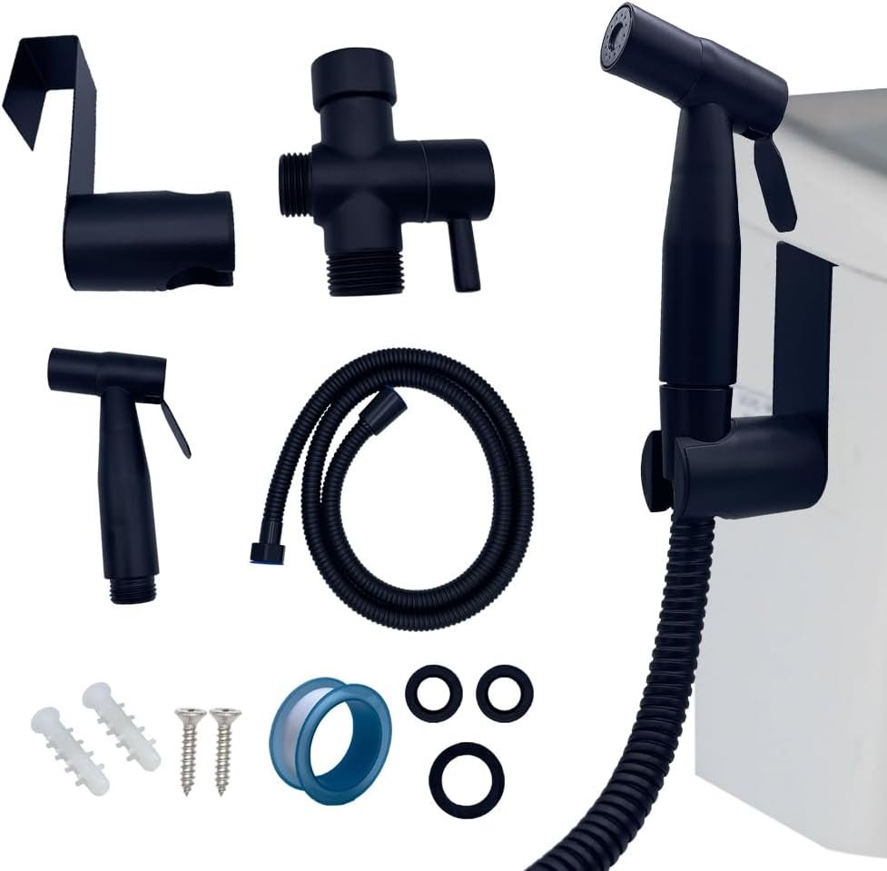 Handheld Toilet Bidet Sprayer for Toilet Bathroom Bidet Sprayer Set Jet Sprayer Spray Hoses Kit Cloth Diaper Spray for Baby and Feminine Wash – Black (Black)