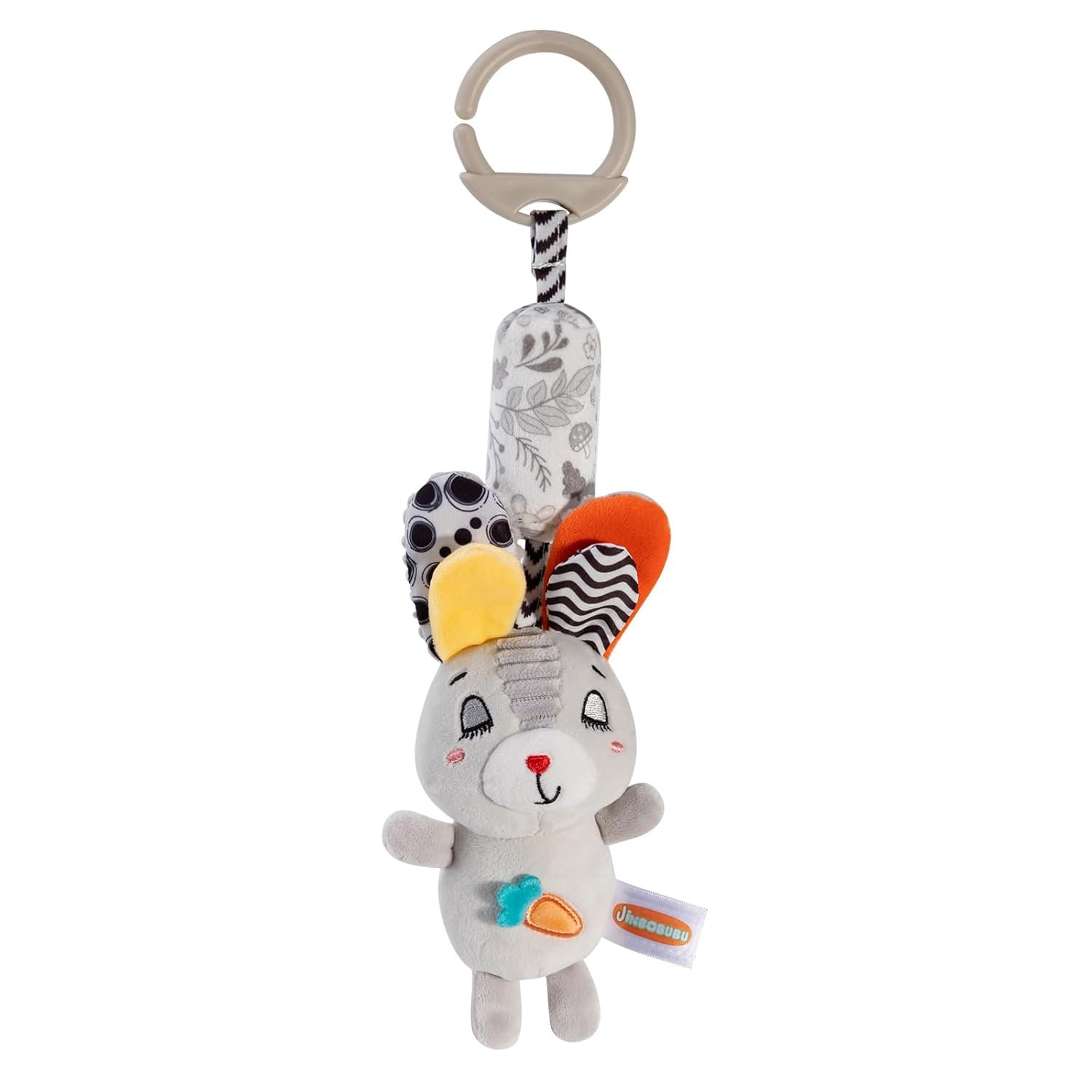 Baby Stroller Hanging Toy with Squeaker, High Contrast Sensory Toy for Newborns 0-6 Months, Car Seat & Crib Toy for Sensory Development, Perfect Baby Shower Gift (Grey)