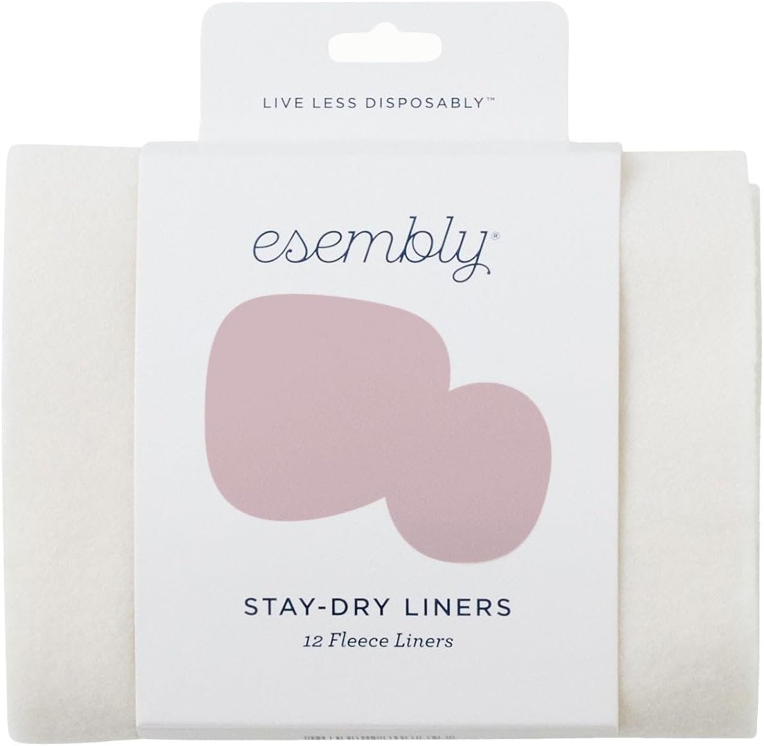 Esembly Cloth Diaper Stay-Dry Fleece Diaper Liner, Moisture-Wicking, Keeps Baby Dry, Prevents Staining, Protects Diaper, Easier to Clean, Washable, Reusable, Super-Soft, 12-Pack, One Size