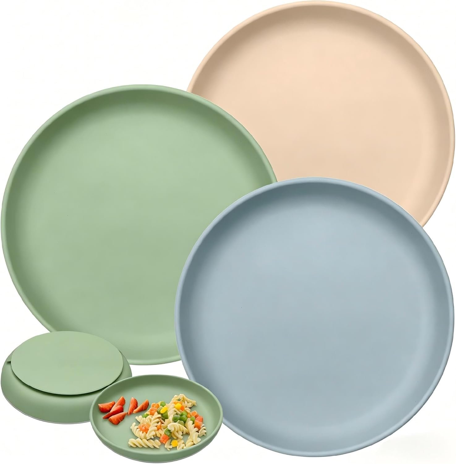 Toddler Plates with Suction 3 Pack, BPA-Free 100% Silicone Dinner Plates for Baby Toddlers Kids, Dishwasher & Microwave Safe, Non-Toxic, Suction Baby Plates Non-slip