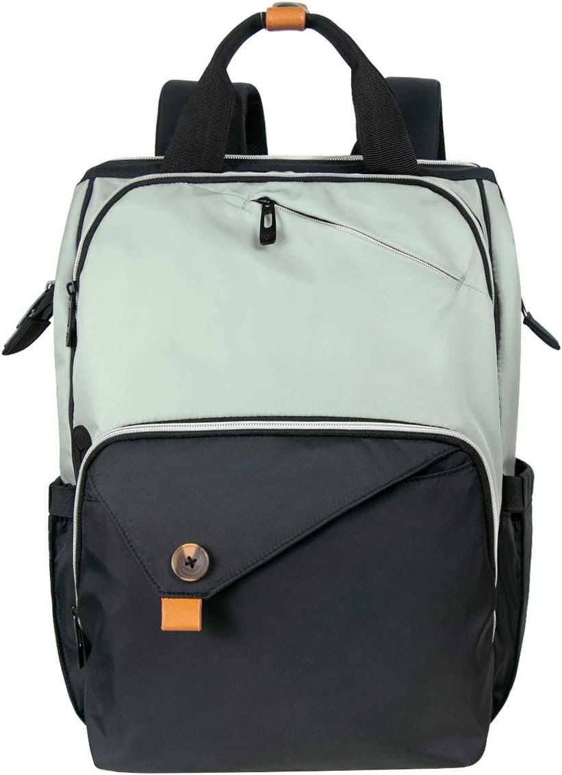 Hap Tim Diaper Bag Backpack,Large Capacity Travel Back Pack Maternity Baby Nappy Changing Bags, Double Compartments with Stroller Straps,Waterproof,Grey Black(US7340-GB)