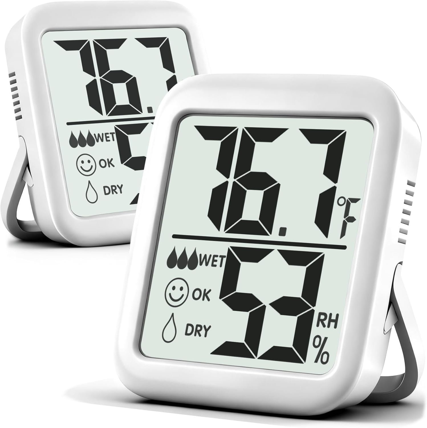 Antonki 2 Pack Room Thermometer for Home, Hygrometer Indoor Humidity Meter Gauge, Digital Temperature and Humidity Monitor Sensor for House, Terrarium, Incubator, Greenhouse – Battery Included