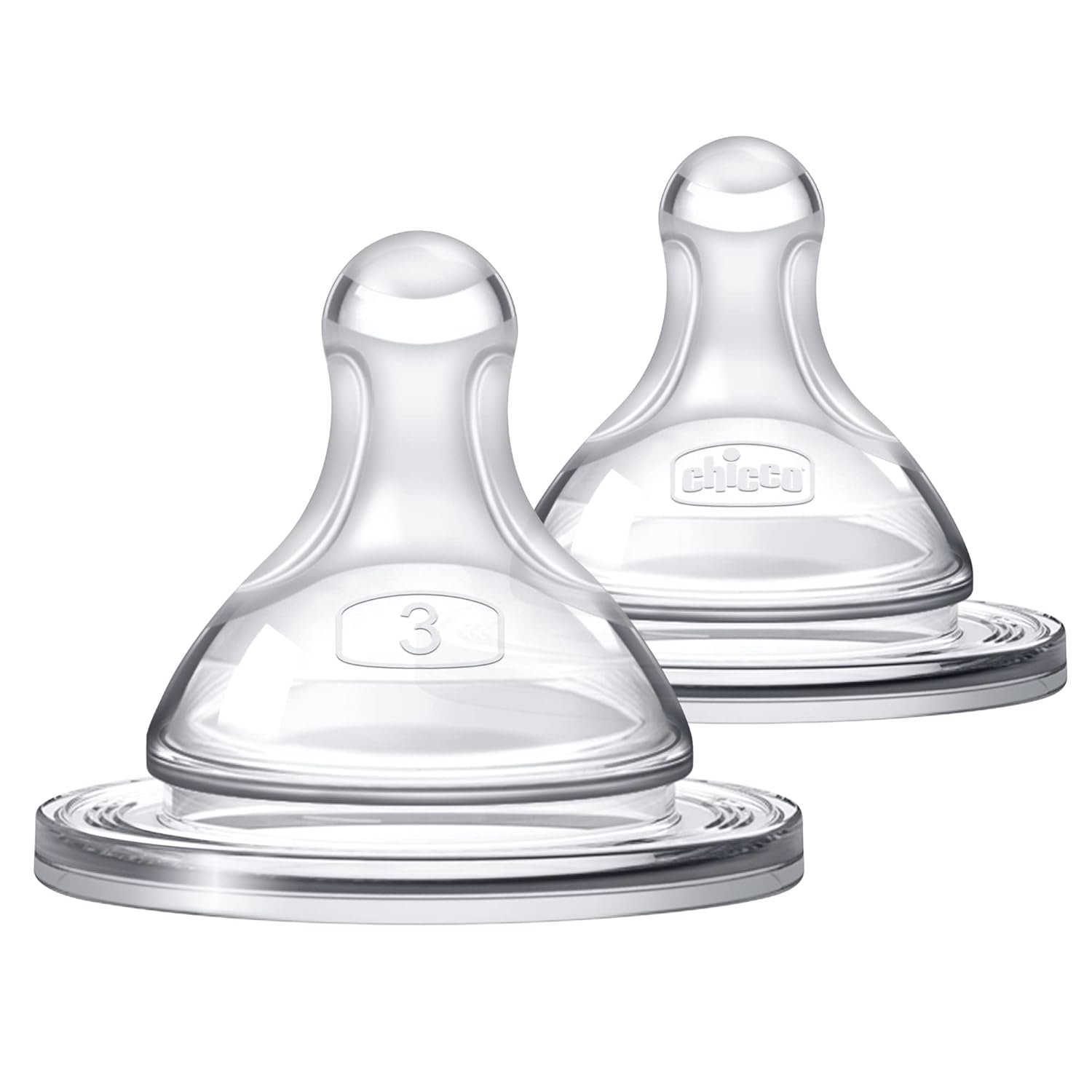 Chicco Duo Glass-Lined Baby Bottle Intui-Latch Nipple with Anti-Colic Valve, Stage 3 Fast Flow for Babies 6+ Months, 100% Silicone with Skin-Like Texture, Breast-Like Shape & Flow, 2-Pack