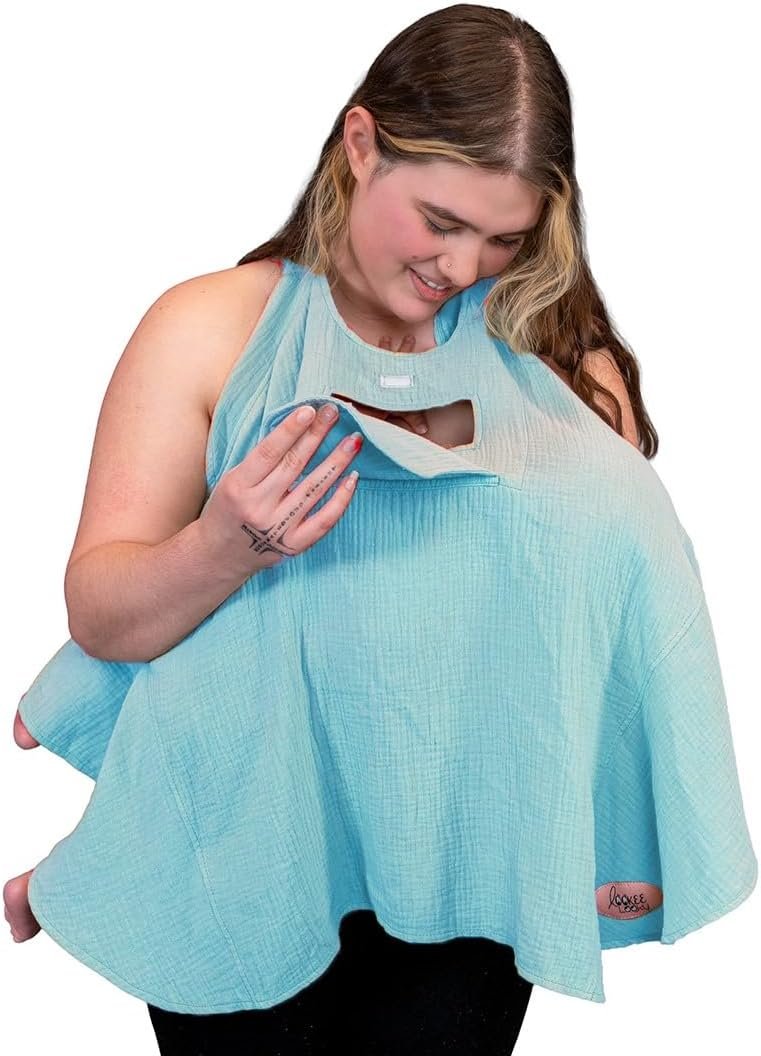 Muslin Nursing Cover for Baby Breastfeeding –Peekaboo Window -100% Breathable Cotton Privacy Nursing Shawl