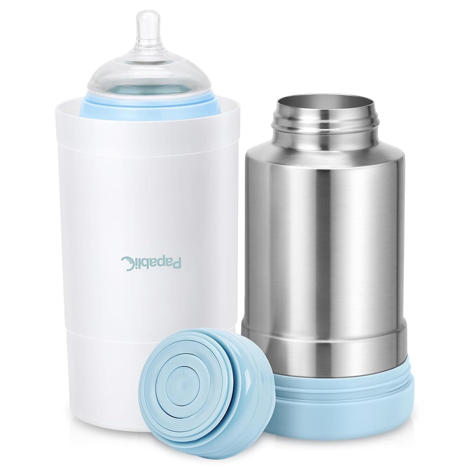 Papablic Portable Travel Baby Bottle Warmer Plus, 18 oz Large Capacity Stainless Steel Bottle Warmer, Safe & Easy to Clean