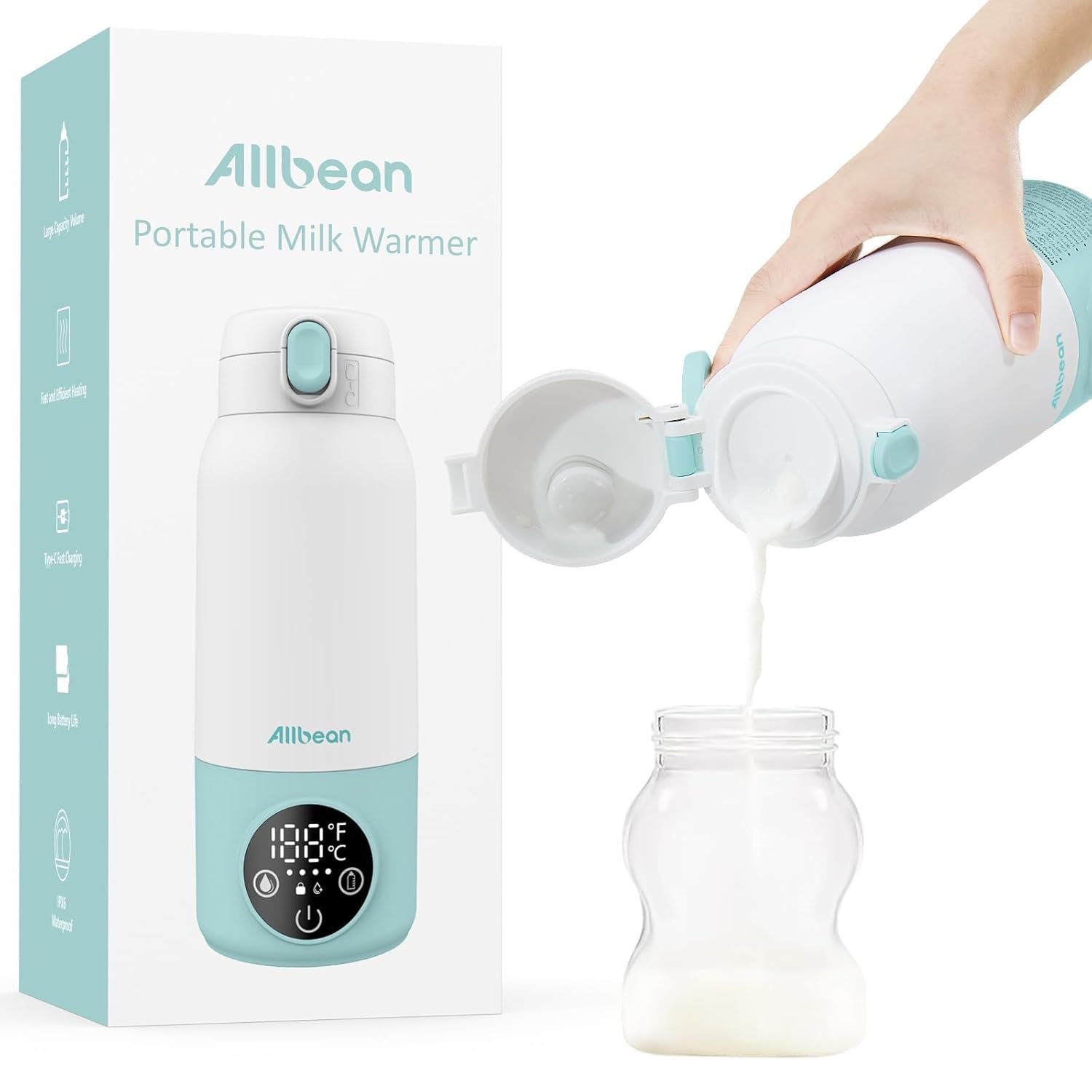 Portable Bottle Warmer -Dual Heating Modes for Breast Milk & Water, Milk Warmer for Baby with Fast Heating,17 Ounces Capacity Suitable for Baby Outdoor, Car, and Airplane Travel Bottle Warmer
