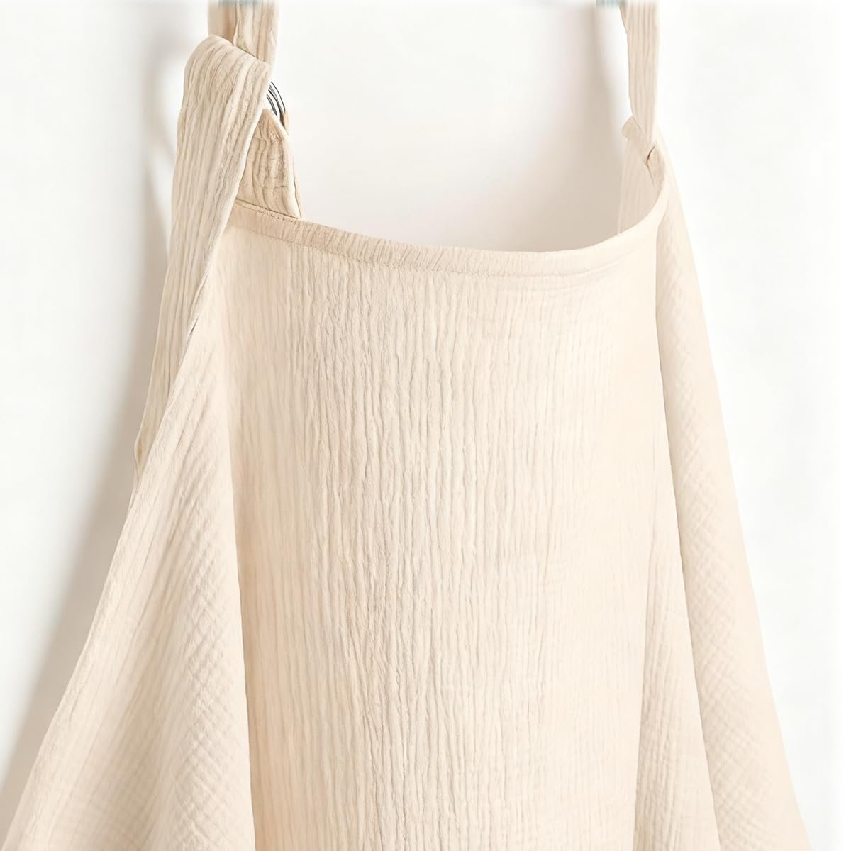 100% Muslin Nursing Cover – Soft Breathable Breastfeeding Cover Up with Arch Neckline & Adjustable Neck Strap, Portable Lightweight Design for Privacy, Ivory