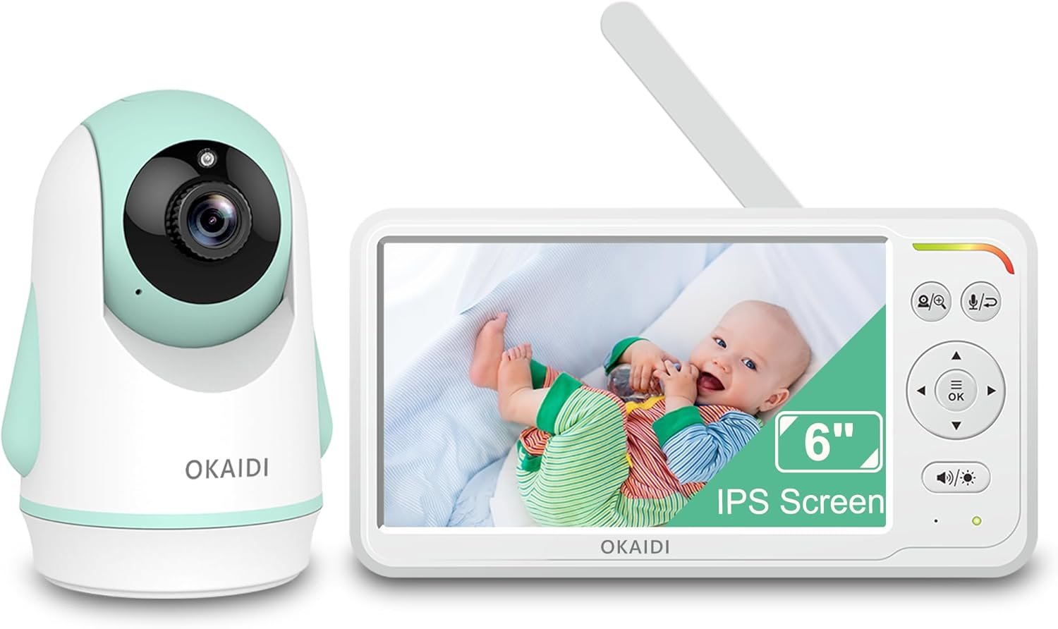 OKAIDI Baby Monitor with Camera and Audio,6″ IPS Screen Baby Camera Monitor with 30H Battery,1000ft Range,Night Vision,Baby Monitor No WiFi,2-Way Talk & 150 Languages Support(Ideal for Home & Travel)