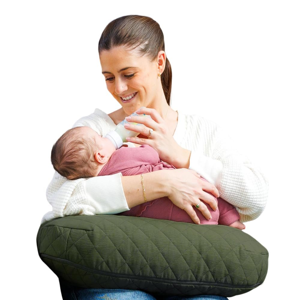 Boppy Nursing Pillow – Ergonomic Bottle & Breastfeeding Pillow with High, Firm, Large Area, Water-Repellent Cushion with Washable Cover; Baby Safety Alliance Verified – Quilted Moss