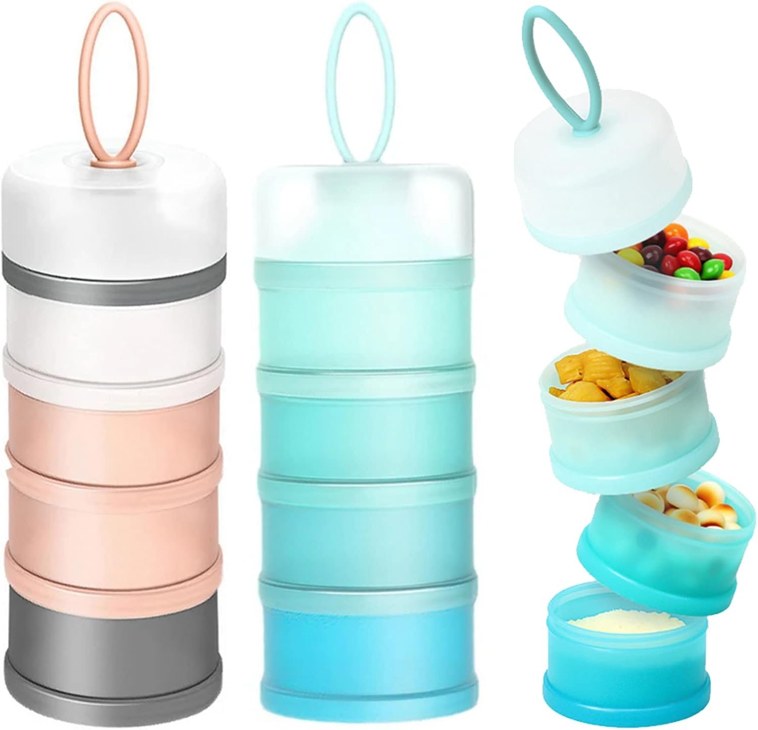 2 PCS 4 Layers Sakura Baby Milk Formula Dispenser & Container Box for Travel (Blue)