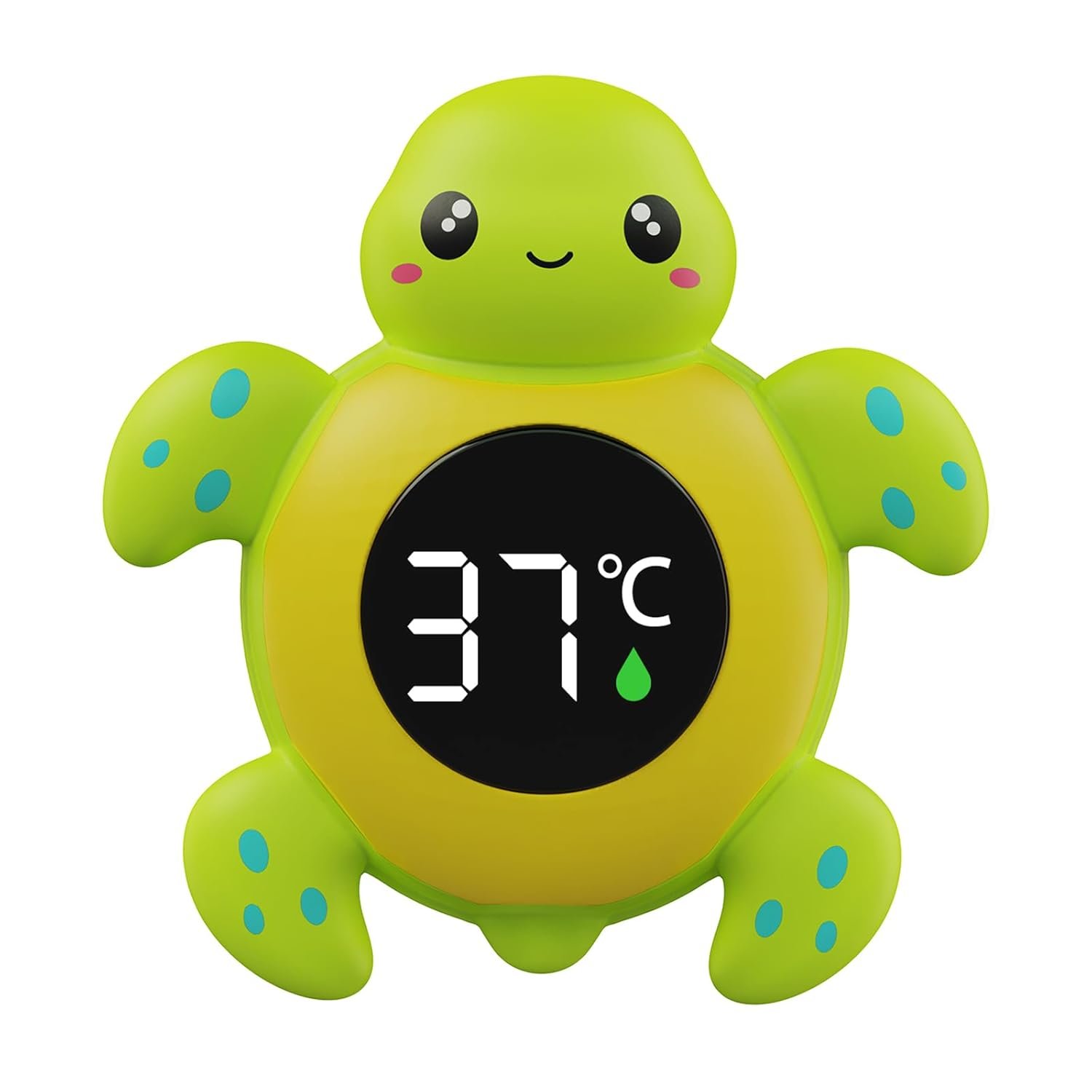 Baby Bath Thermometer Baby Safety, Digital 2-in-1 Room & Bath Water Thermometer with 3-Color Backlight & Temperature Warning, Floating Turtle Design for Infant Toddler, Auto On/Off