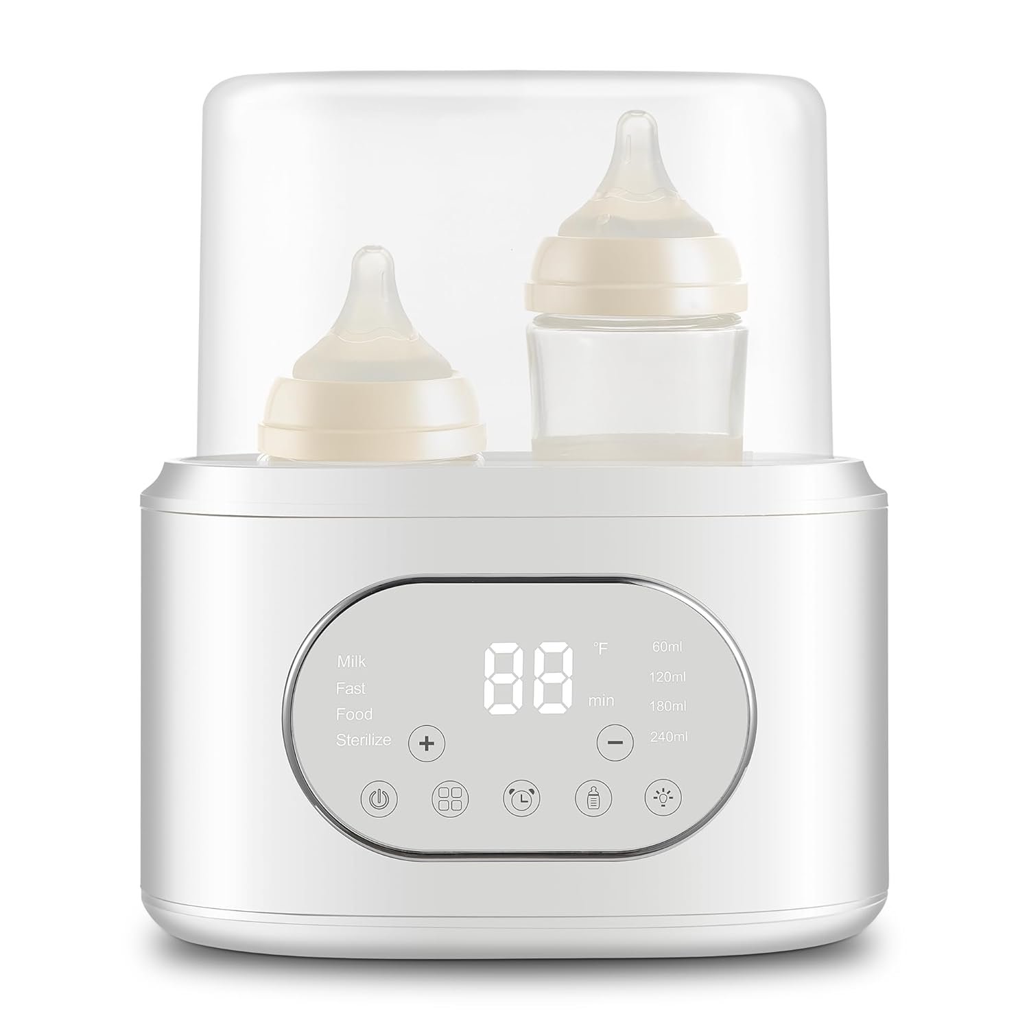 Bottle Warmer, 10-in-1 Fast Baby Bottle Warmer for Breastmilk & Formula, Double Milk Warmer with Timer, Accurate Temp Control, Thaw, Steaming, Heat Food, Keep Warm and Night Light
