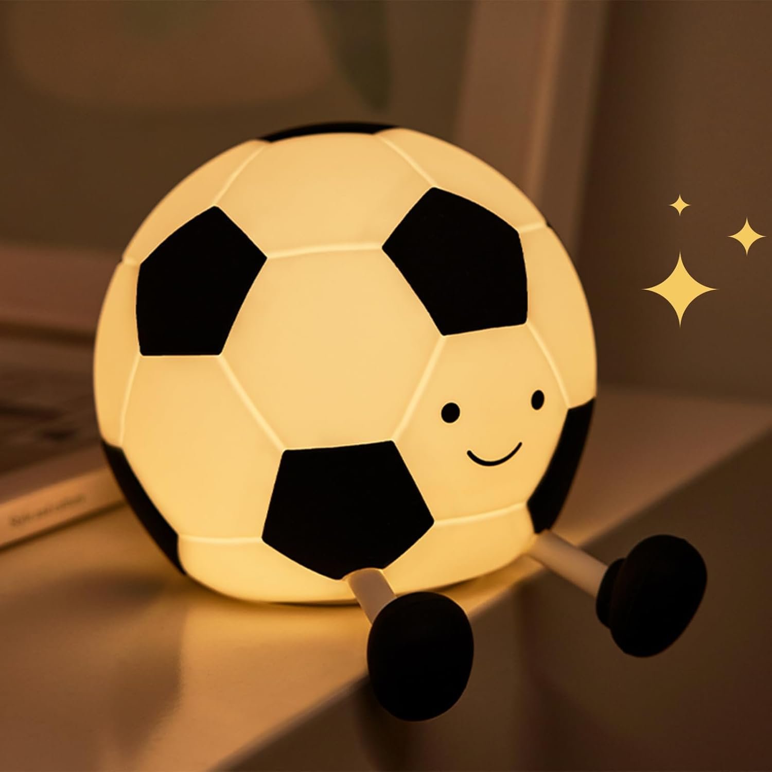 Soccer Night Light for Kids, Cartoon Soccer Lamp Silicone Baby Nursery Night Light with 3 Level Dimmable Rechargeable Bedside Lamp Nightlight Gifts for Kids Toddler Bedroom Home Office Decor