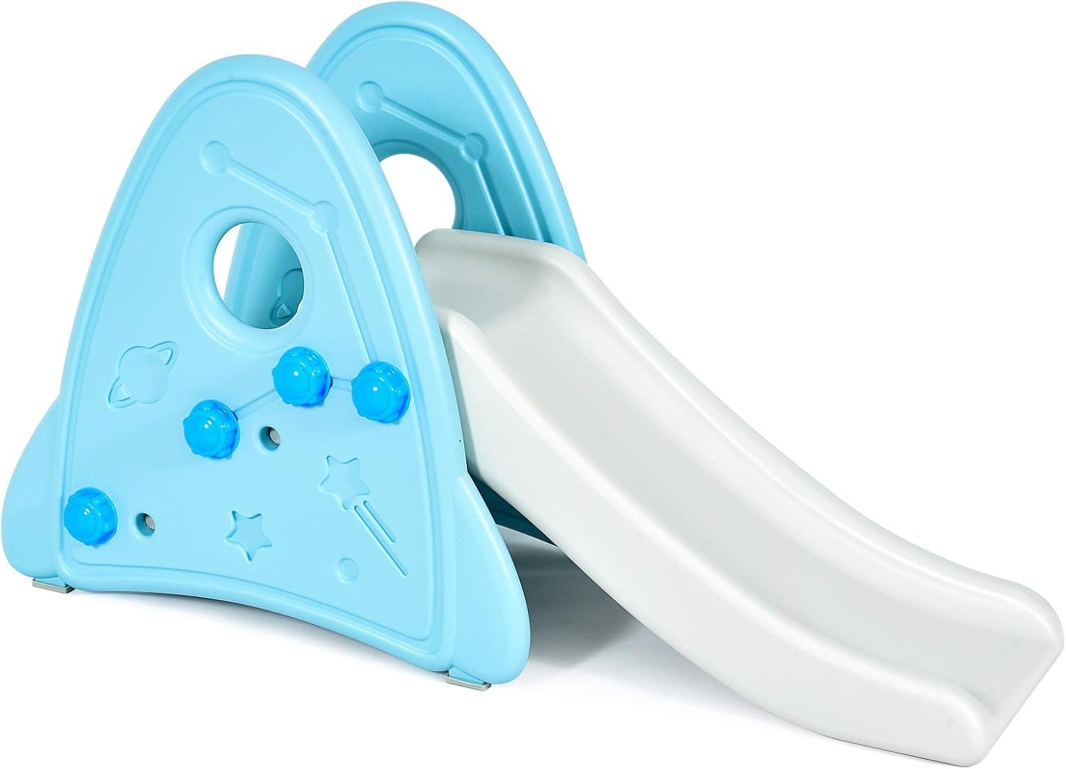 BABY JOY Kids Slide, Freestanding Baby Mini Play Climber Slide Set for Indoor Outdoors Use, Children Toy Playset with Non-Slip Widened Pedals, Suitable for 6 Month – 8 Years Baby Toddler (Blue)