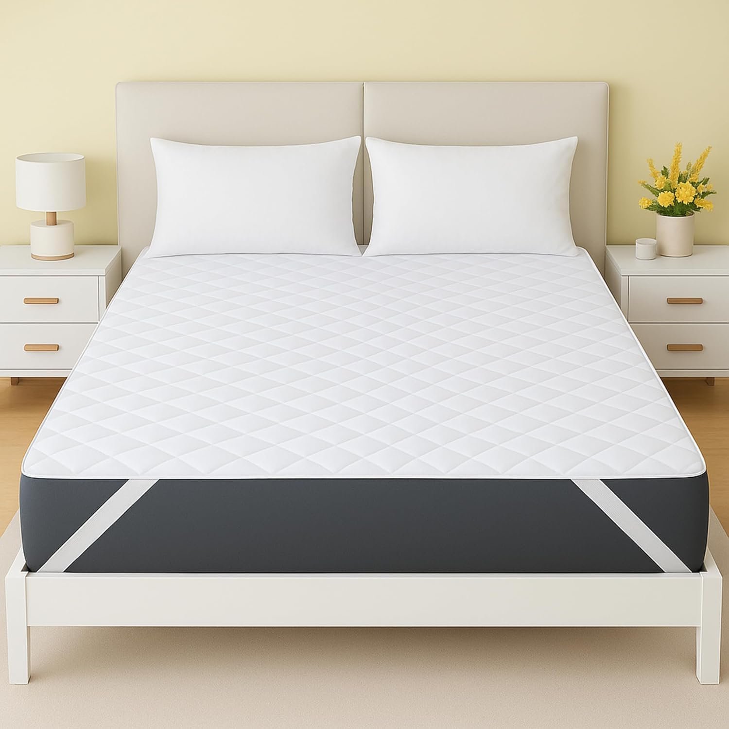 Washable Underpads Queen Size 60” x 80” – Waterproof Reusable Heavy Absorbency Incontinence Bed Pads with Straps – Bedwetting Mattress Protector for Adults, Kids, Elderly and Pets