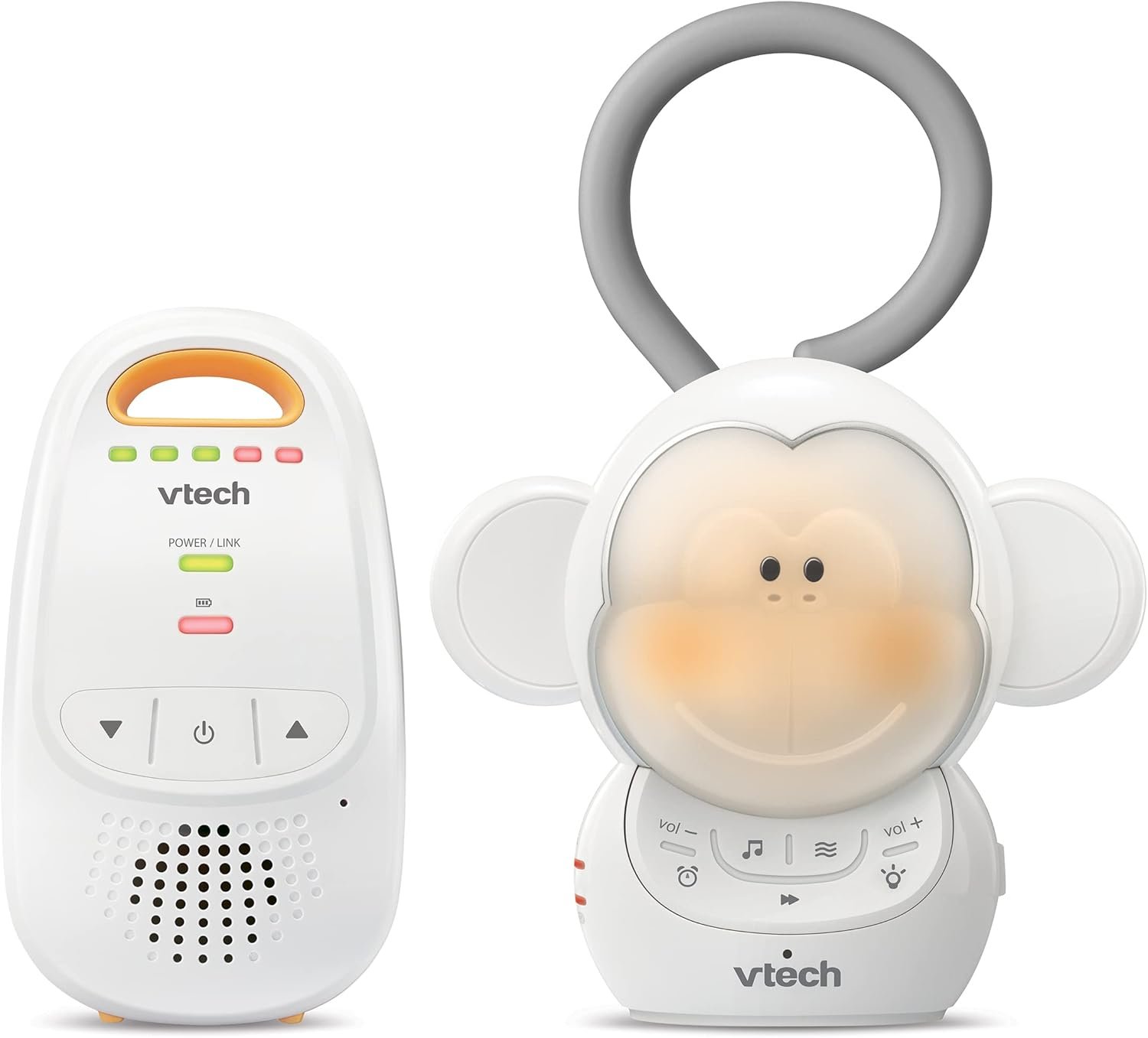 VTech DM1411 Audio Baby Monitor & Portable Soother Dual-Unit Rechargeable Battery, Long Range, Soft-Glow Night Light, Soothing Sounds & Lullabies, Digital Wireless Transmission, Sound Indicator