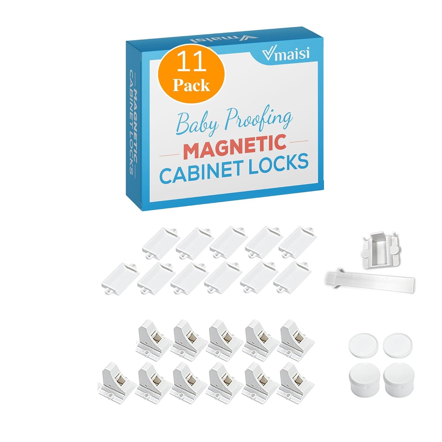 Vmaisi ChildProof Magnetic Cabinet Locks (11 Locks and 2 Keys)