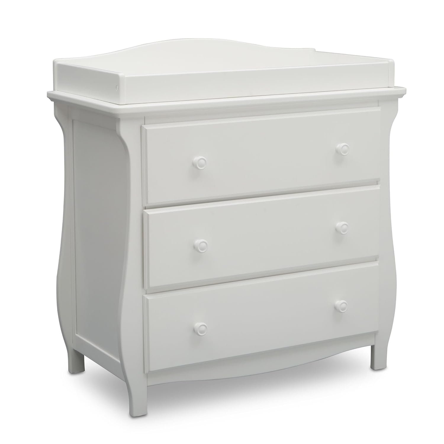 Delta Children Lancaster 3 Drawer Dresser with Changing Top and Interlocking Drawers – Greenguard Gold Certified, Bianca White