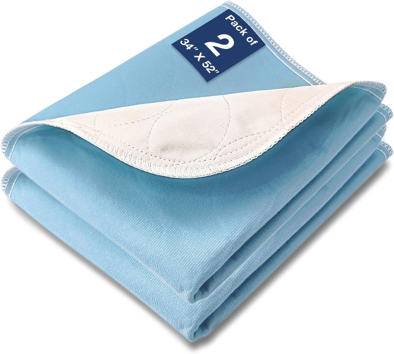 Bed Pads Washable Waterproof, 52″ x 34″ (2 Pack) Incontinence Bed Pads, Waterproof Mattress Protector & Washable Pee Pads, Perfect for Kids, Adults, The Elderly and Pets
