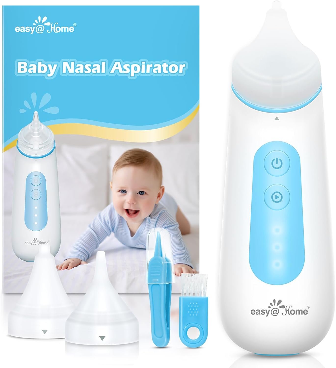 Easy@Home Electric Nasal Aspirator for Baby with LED Night Light, 3 Adjustable Suction Levels & USB Rechargeable – ENA102