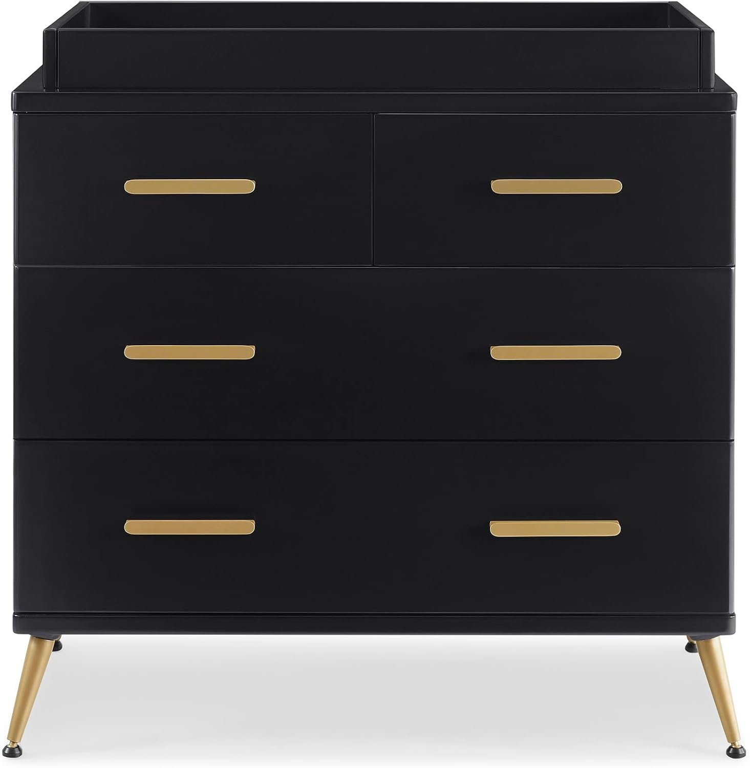 Delta Children Sloane 4 Drawer Dresser with Changing Top and Interlocking Drawers, Black/Bronze