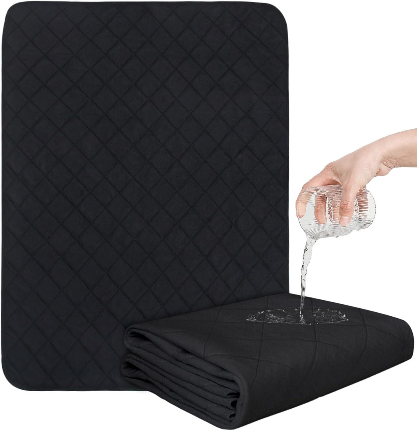 Washable Incontinence Bed Pads, Reusable Underpads for Kids, Adults, Elderly, Hospitals & Pets, Waterproof Bed Protector Pad for Bed, Sofa, Floor, Super Absorbent Bed Pee Pad 24″ x 36″- Black