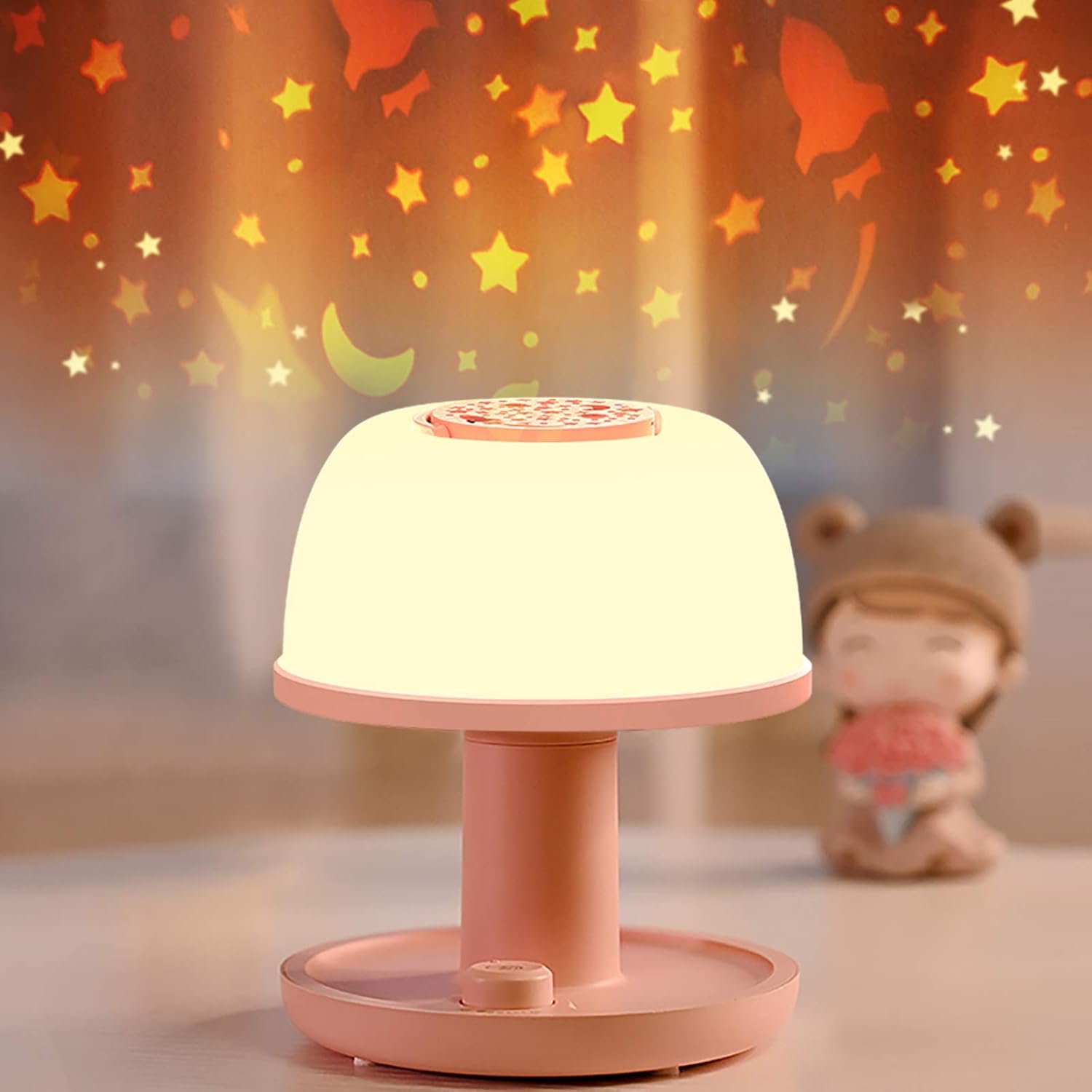 LICKLIP Toddler Night Light Lamp, Dimmable LED Bedside Lamp with Star Projector, Kids Lights Timer Design & Color Changing, Portable Rechargeable Cute Gifts for Children Bedroom