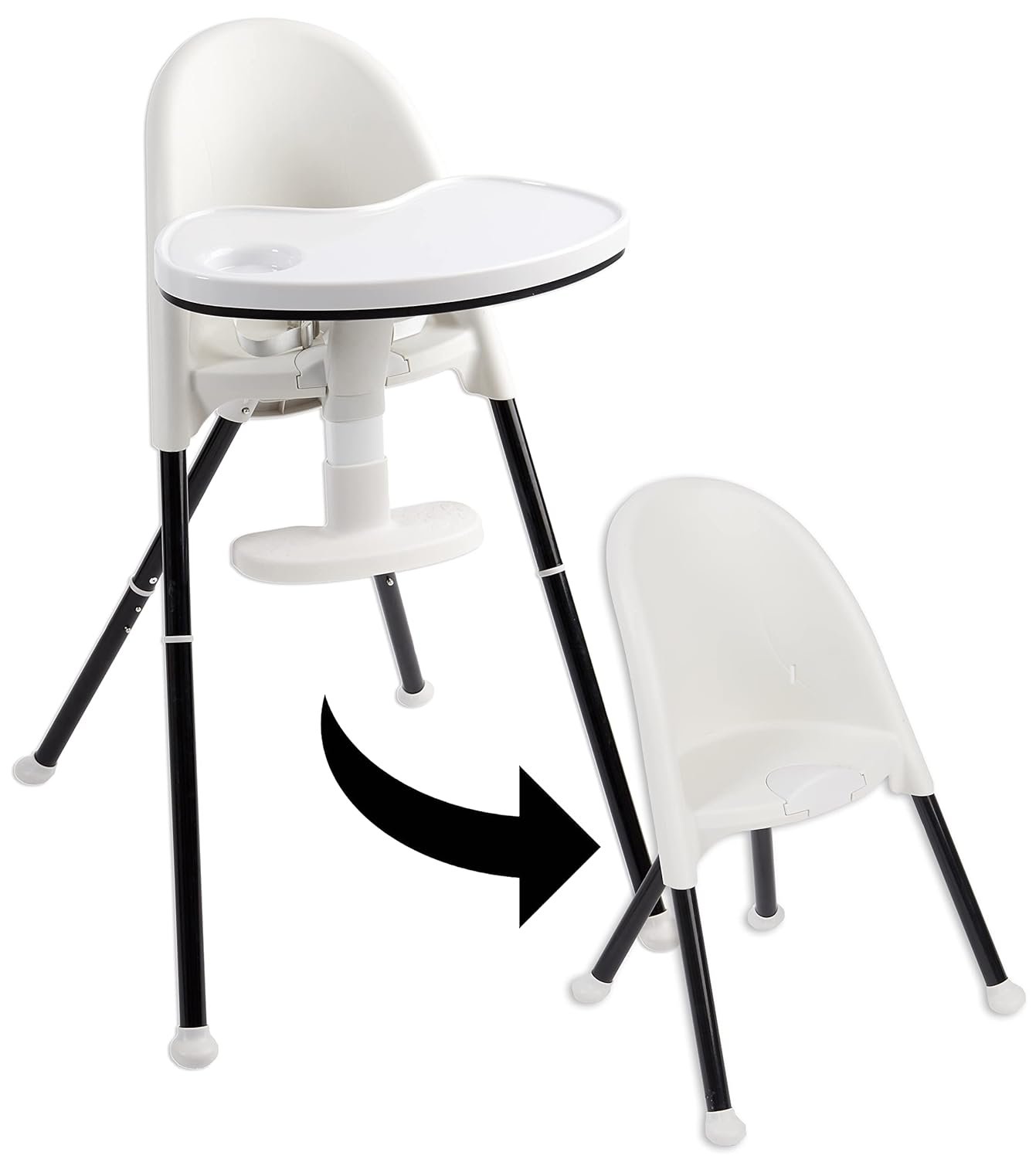 Primo Cozy Tot Deluxe Convertible Folding High Chair & Toddler Chair – Portable Foldable Baby Chair/Toddlers Highchair – Travel Friendly, Removable EZ Clean Tray, Black/White, 22″x21″x33.5″