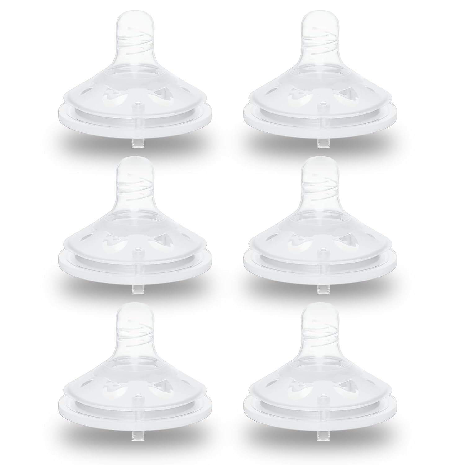 Silicone Nipple for Dr Brown’s Bottles, Anti-Colic Baby Bottle Nipples Compatible with Philips Aent Bottles, Medium Flow, 3m+, 6 Count