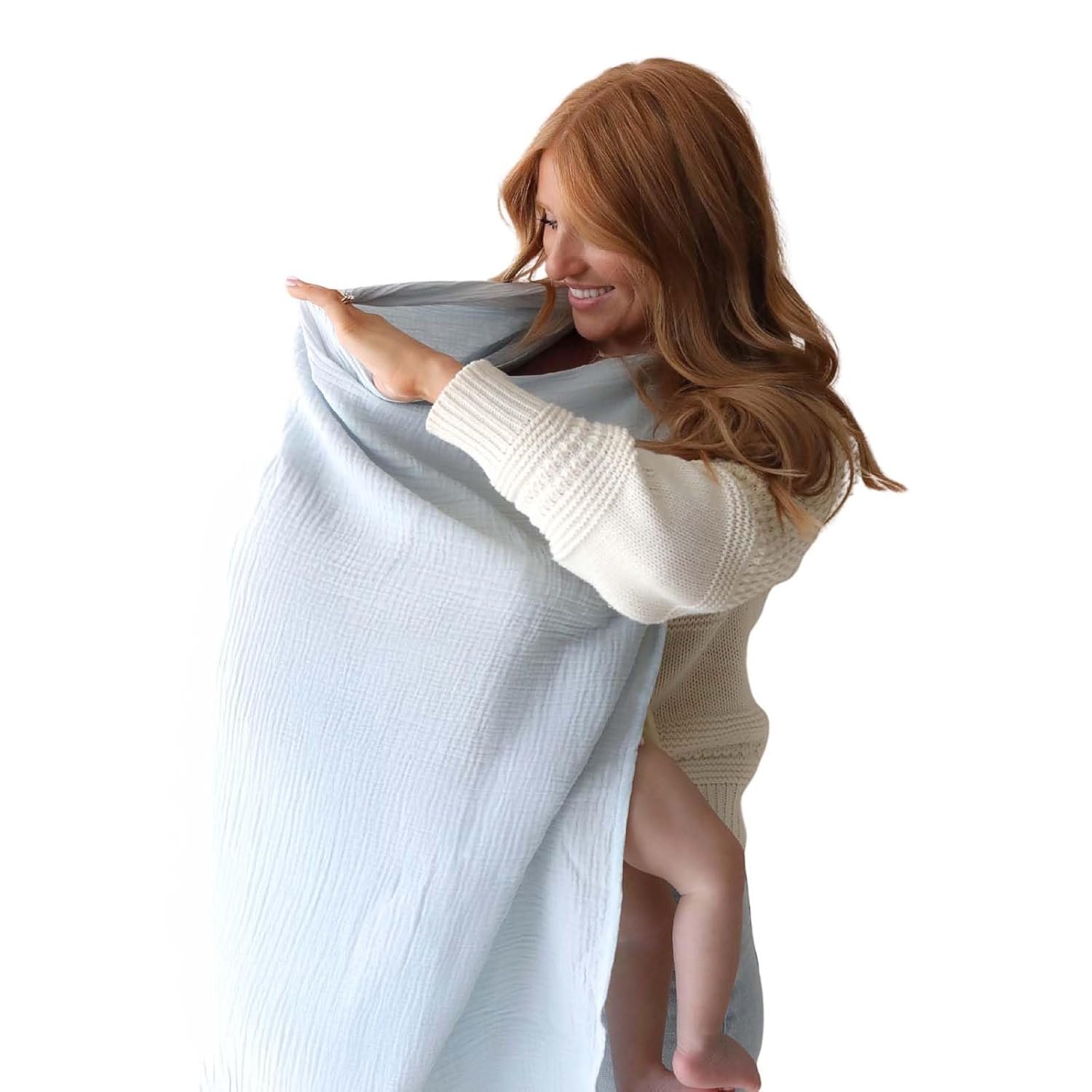 Snuggle Me® Nursing Cover – 100% Organic Cotton Muslin Nursing Cover Up for Baby Breastfeeding with BPA-free Silicone Teether Ring, Ultra-soft, Breathable & Lightweight Adjustable Mother Nursing Apron