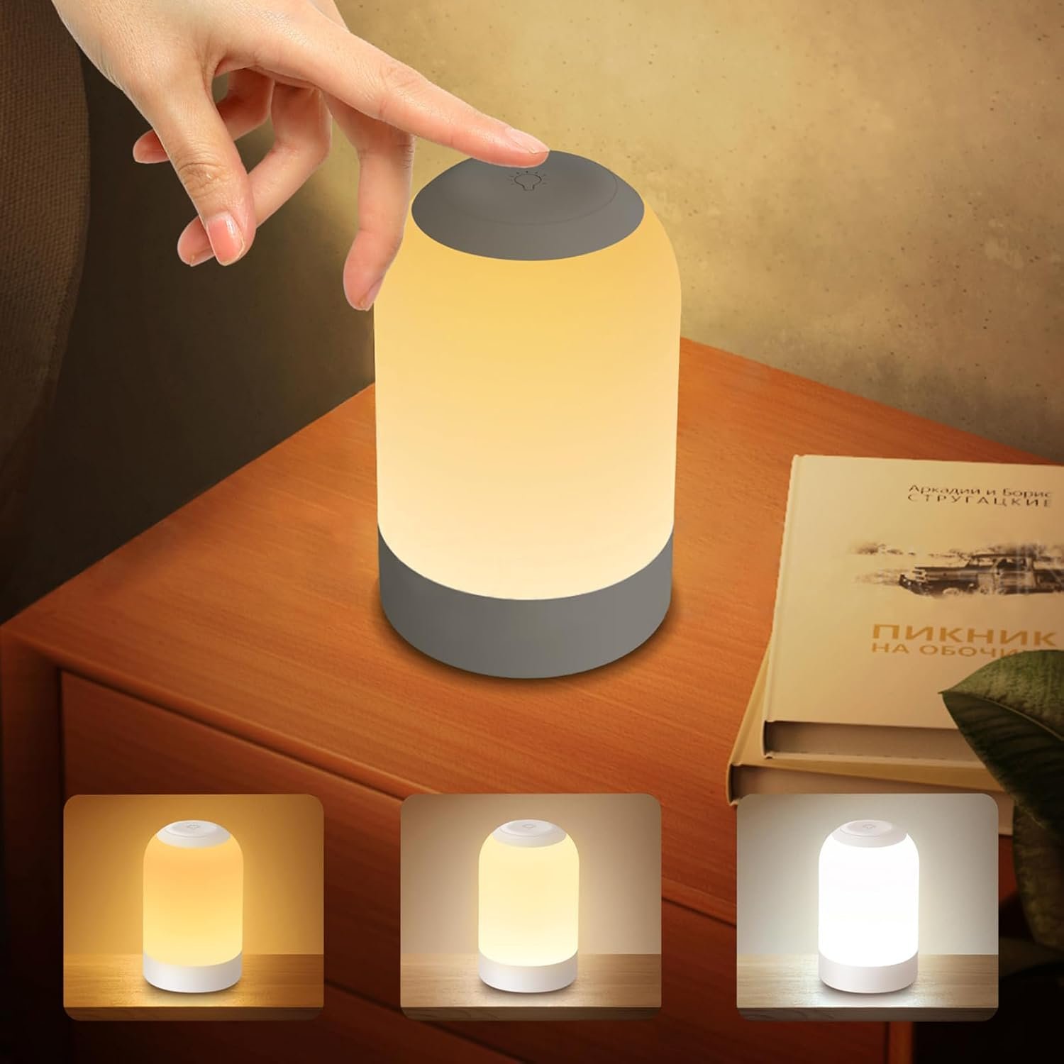 Bedside Touch Night Light, Baby Nursery Nightlight for Kids Adults, Egg Light with Timer, Dimmable Small Cordless Table Lamp for Nightstand/Bedroom/Children’s Room, USB Rechargeable, White/Warm/Amber