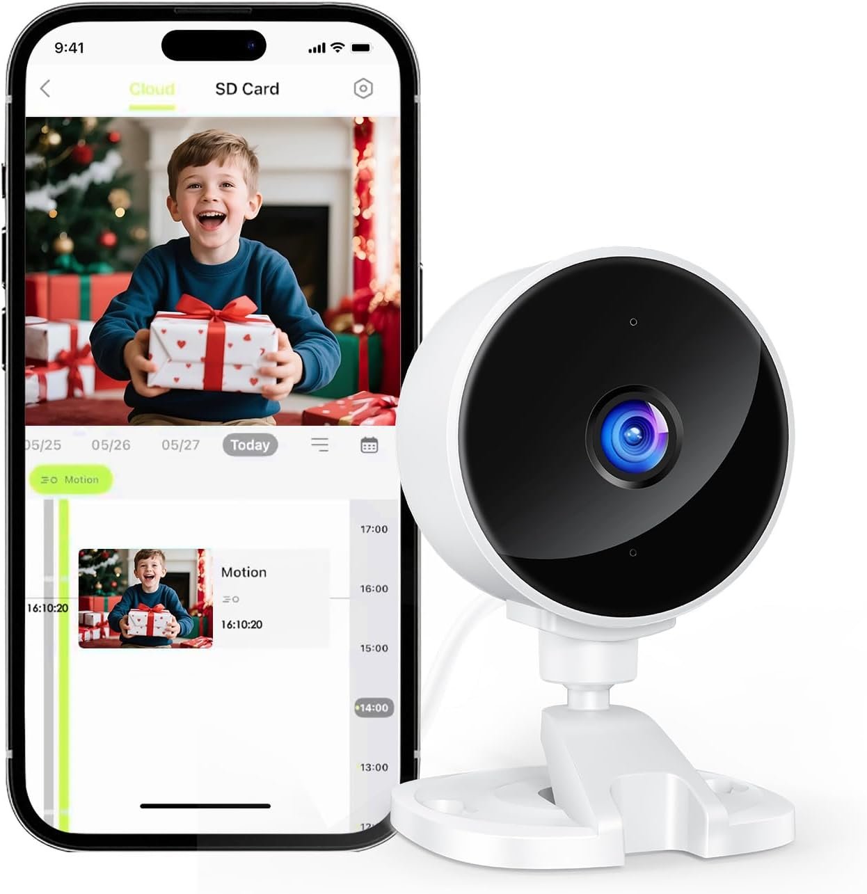 YOTON Indoor Security Camera 2.4GHz, Baby Monitor, Pet Camera, Dog Cam, Night Vision, 2-Way Audio, Motion Detection, Works w/Alexa, Subscription Free Local Storage or Optional Cloud