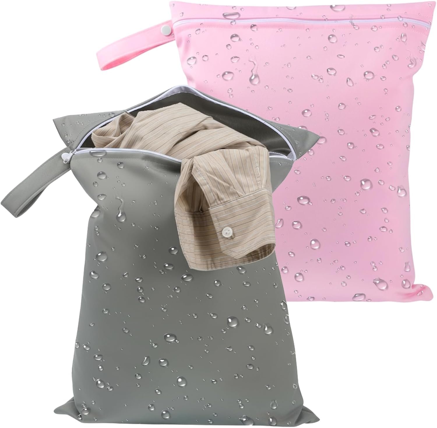 cobee 2Pcs Wet Bags for Baby, Wet Dry Bags, Waterproof Laundry Bag Cloth Baby Carrier, Washable Travel Bag for Swimsuits or Wets Clothes