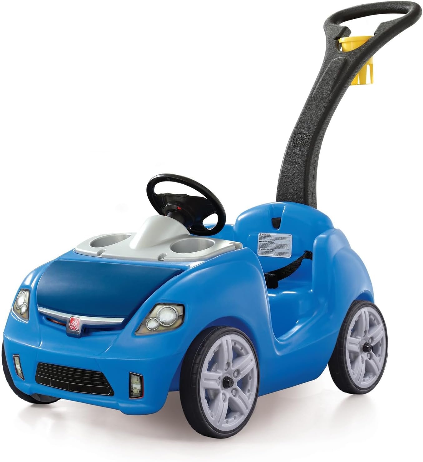 Step2 Whisper Ride II Kids Push Car, Ride-On Car with Seat Belt and Horn, Toddlers and Preschoolers Ages 18 Months–4 Years, Max Weight 50 lbs., Quick Fold Handle, Stroller Alternative, Blue
