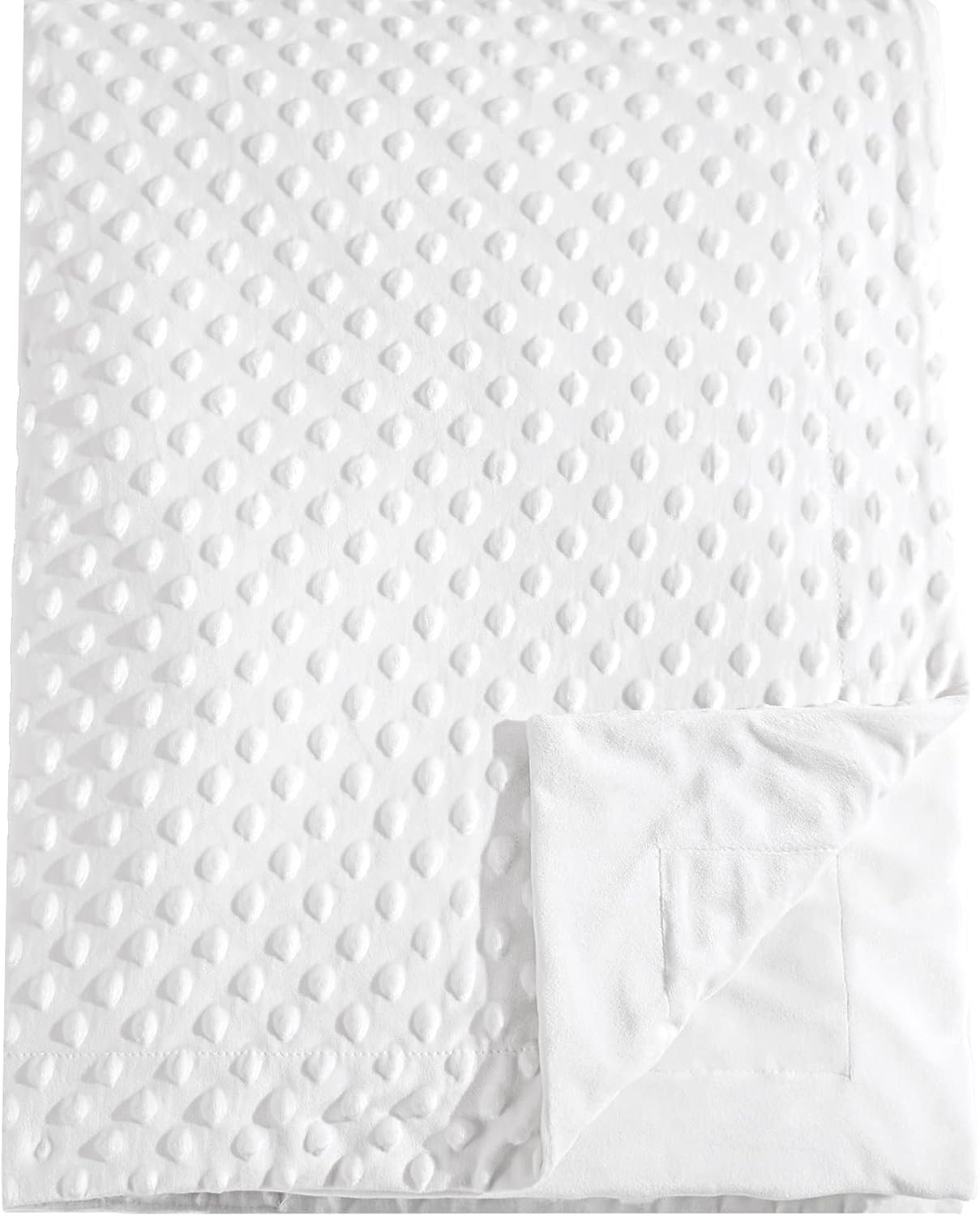 david’s kids Micro Fleece Minky Baby Blanket for Boys Girls Neutral with Double Layer and Soothing Raised Dots, Breathable and Soft Lightweight Receiving Blanket for Newborns 30×40 Inches, White
