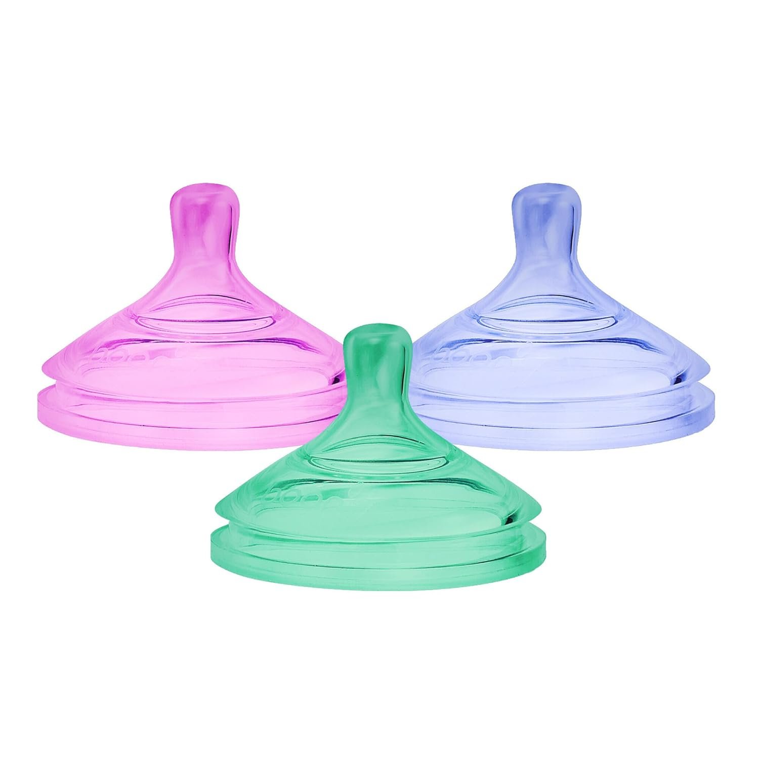 Boon Nursh Food-Grade Silicone Baby Bottle Nipples – Fast Flow – Baby Bottle-Feeding Supplies Fits All Boon Nursh Bottles – Colorblock – 3 Count – Ages 6 Months and Up