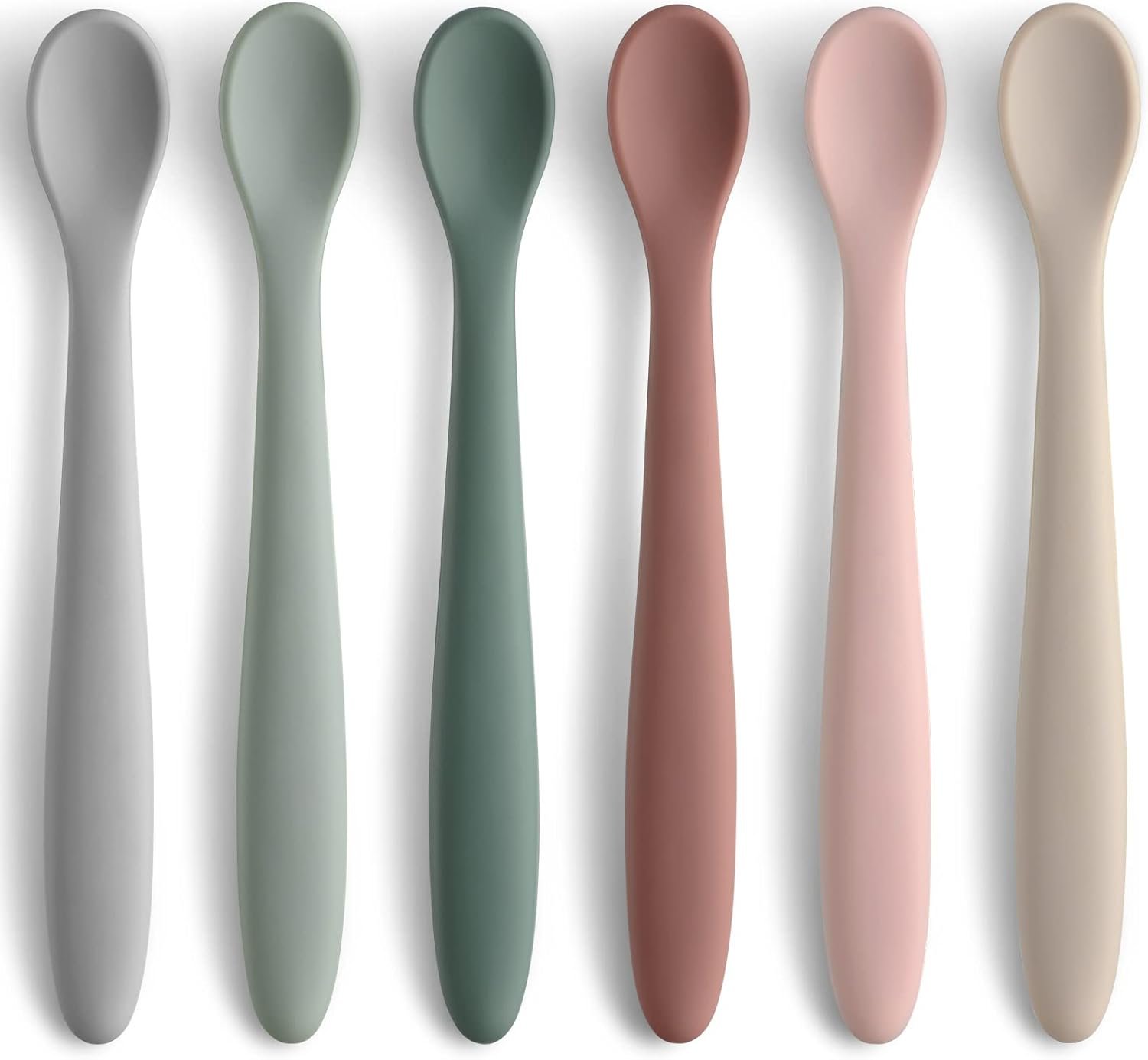 6-Piece Silicone Baby Feeding Spoons, First Stage Infant Spoons, Soft-Tip Easy on Gums I Baby Training Spoon | Infant Utensils Feeding Supplies, Dishwasher & Boil-proof