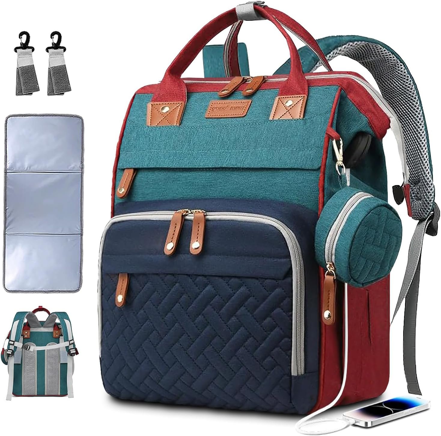 SHITIESHOU Diaper Bag Backpack Baby Bag for Mom Dad with Changing Pad, 19 Pockets, Large Waterproof Travel Baby Girl Boy Toddle Diaper Bag with Insulated Pocket, Baby Shower Gifts, Colorful