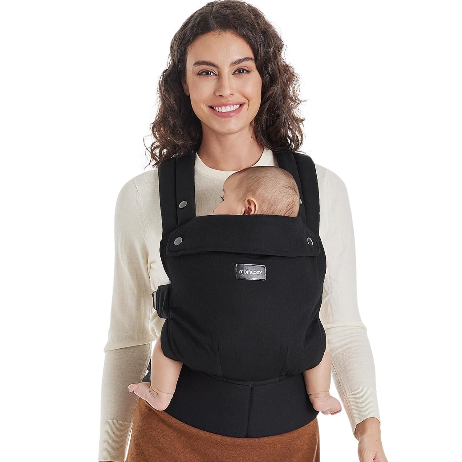 Momcozy Baby Carrier – Ergonomic, Cozy and Lightweight Carrier for 7-45lbs, Effortless to Put On, Ideal for Hands-Free Parenting, Enhanced Lumbar Support, Purehug for Infant to Toddler, Black