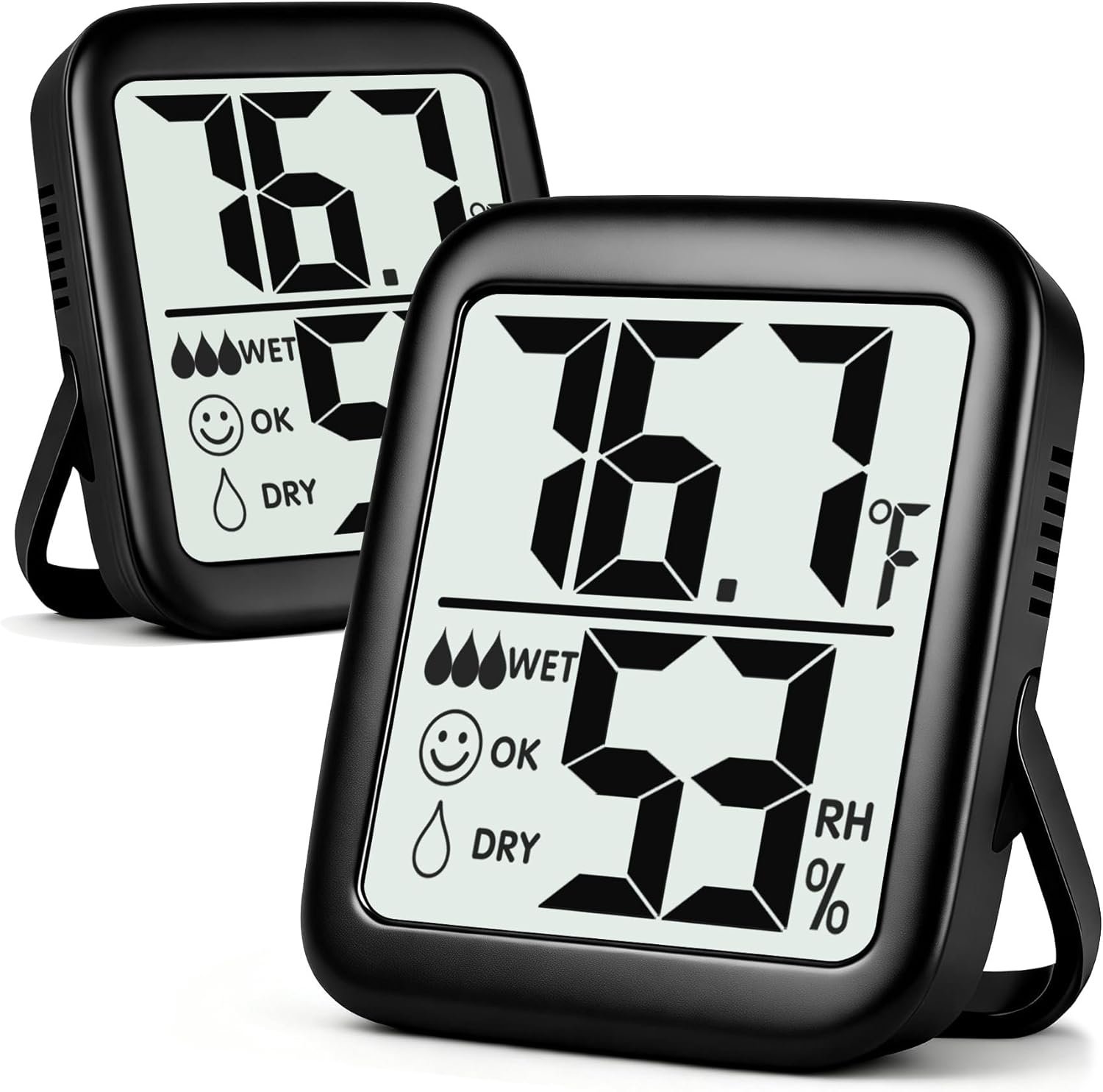 Antonki 2 Pack Room Thermometer for Home, Hygrometer Indoor Humidity Meter Gauge, Digital Temperature and Humidity Monitor Sensor for House, Terrarium, Incubator, Greenhouse – Battery Included