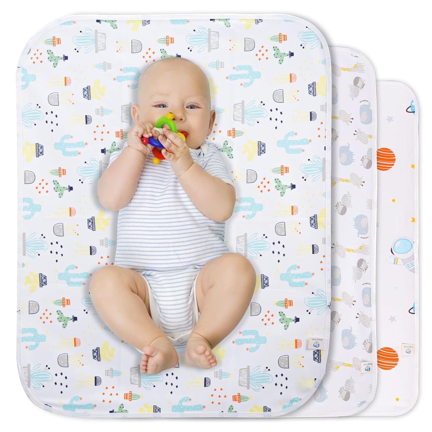 Baby Portable Changing Pad Waterproof Diaper Changing Mat Travel 3 Pack Washable Mattress Pad Reusable Under Pads Changing Pad Liners 22″ x 27.5″
