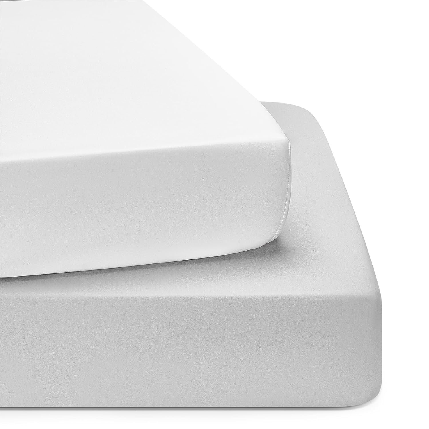TILLYOU Baby Crib Sheets for Boys Girls, Fitted Crib Sheet 2 Pack for Standard Crib and Toddler Mattresses, Super Soft Toddler Bed Sheets, 28″x52″x8″, White & Gray