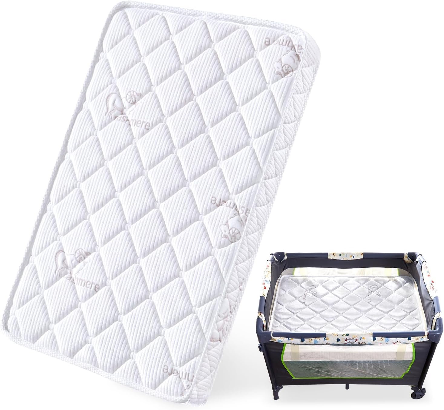 Feisaibaoly Pack and Play Mattress (38 “x26 ”x1.5),Skin Friendly Fabric, Soft, Breathable and Quiet, Provides Baby Friendly Support and Helps Healthy Spine Development,Pack and Play Topper.