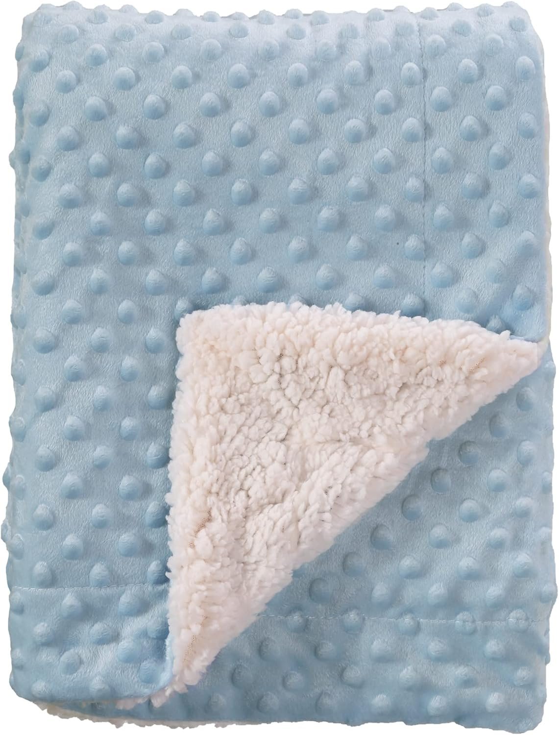 CREVENT Cozy Soft Warm Sherpa Baby Blanket for Infant Toddler’s Crib Cot Stroller Gifts for Baby Boys All Season Use (30″X40″ Blue dot)