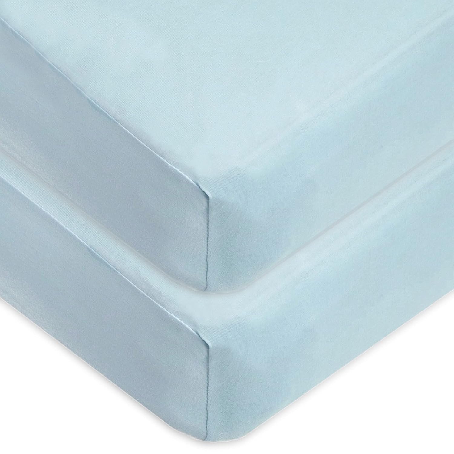 TL Care 2 Pack 100% Natural Cotton Fitted Crib Sheets 52″ x 28″ – Soft, Breathable, Hypoallergenic & Gentle Toddler Bed Sheets, Blue, Neutral for Boys & Girls